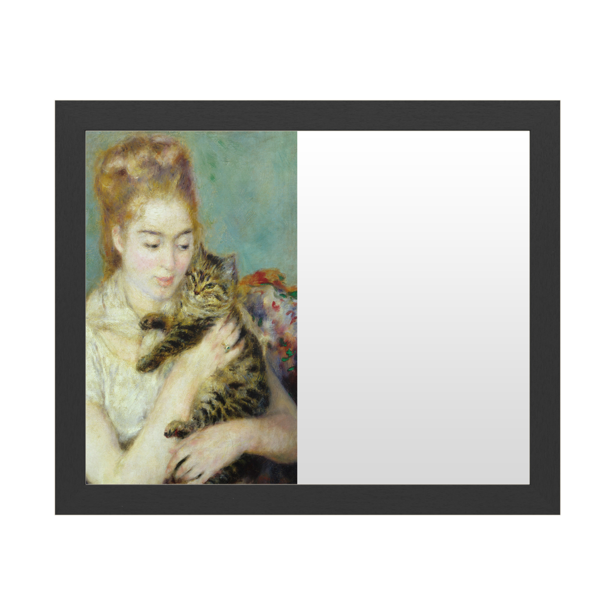 Dry Erase 16 X 20 Marker Board With Printed Artwork - Pierre Renoir Woman With A Cat 1875 White Board - Ready To Hang