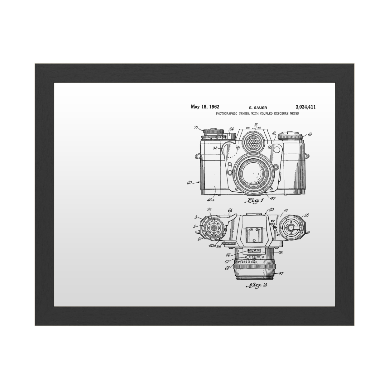Dry Erase 16 X 20 Marker Board With Printed Artwork - Claire Doherty Photographic Camera Patent 1962 White Board - Ready To Hang