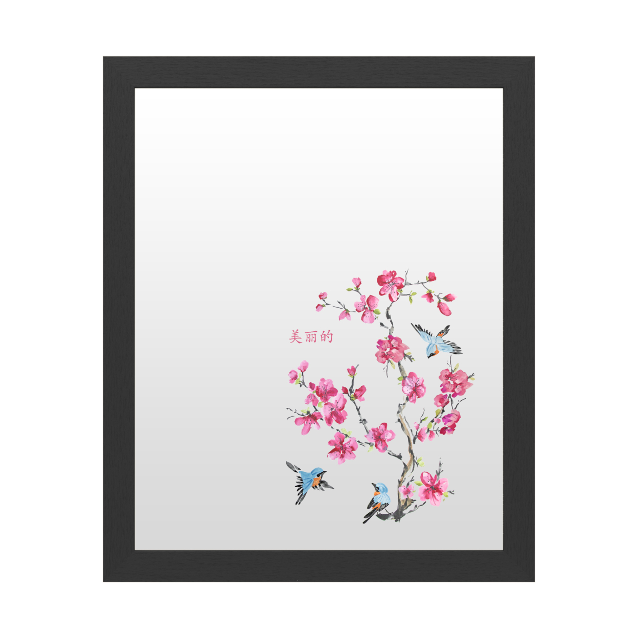 Dry Erase 16 X 20 Marker Board With Printed Artwork - Jean Plout Cherry Blossom Beautiful Birds White Board - Ready To Hang