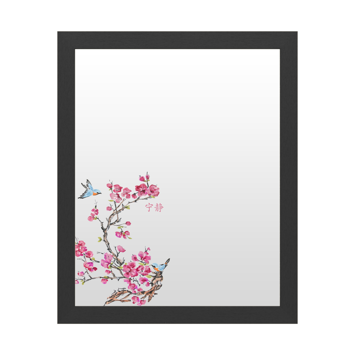 Dry Erase 16 X 20 Marker Board With Printed Artwork - Jean Plout Cherry Blossom Serenity Birds White Board - Ready To Hang