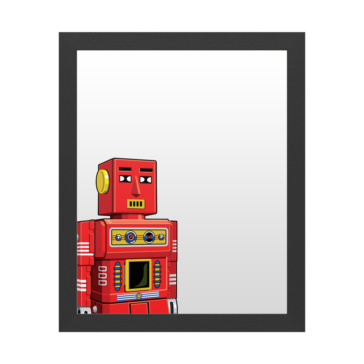 Dry Erase 16 X 20 Marker Board With Printed Artwork - Ron Magnes Vintage Red Robot White Board - Ready To Hang