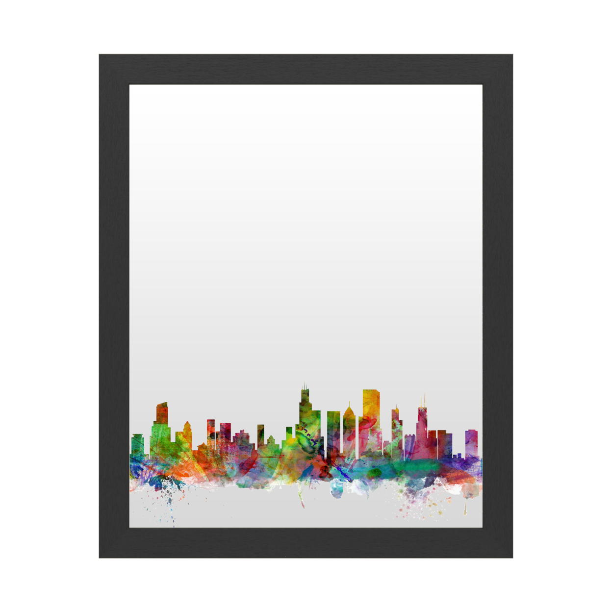 Dry Erase 16 X 20 Marker Board With Printed Artwork - Michael Tompsett Chicago Illinois Skyline White Board - Ready To Hang