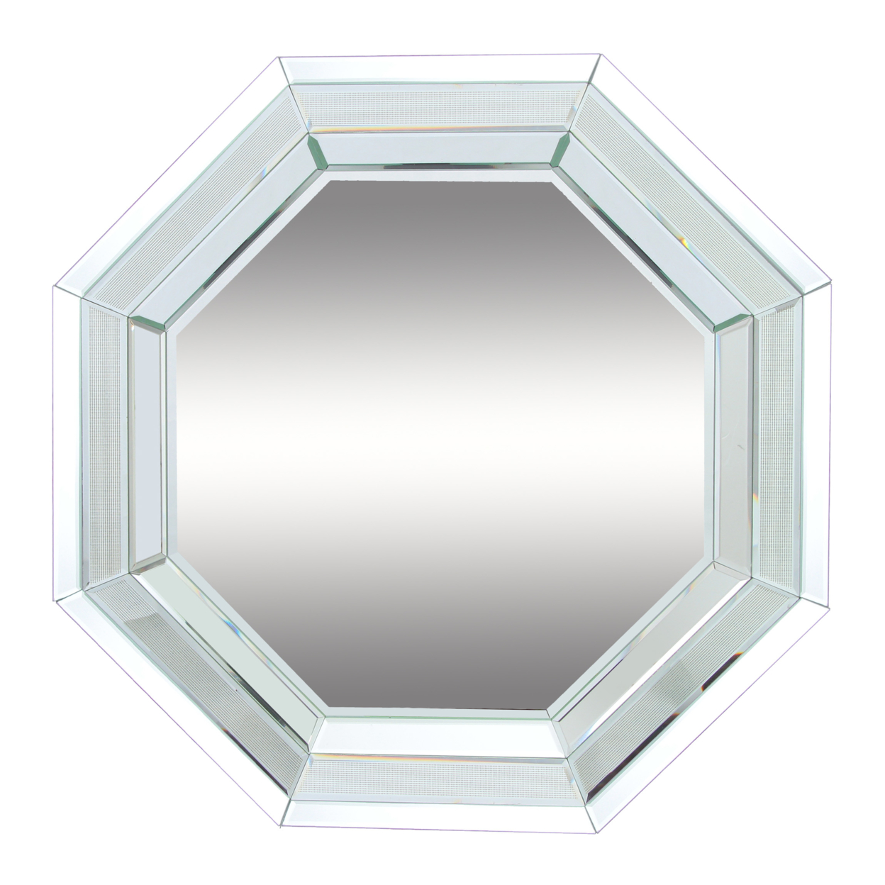 Octagonal Shaped Wall Mirror With Wooden Backing, Clear- Saltoro Sherpi