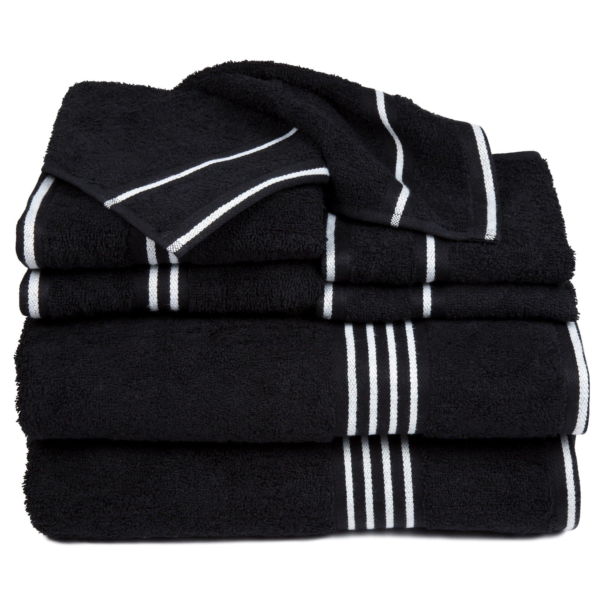 8 Piece 100% Cotton Soft Towel Set - Black