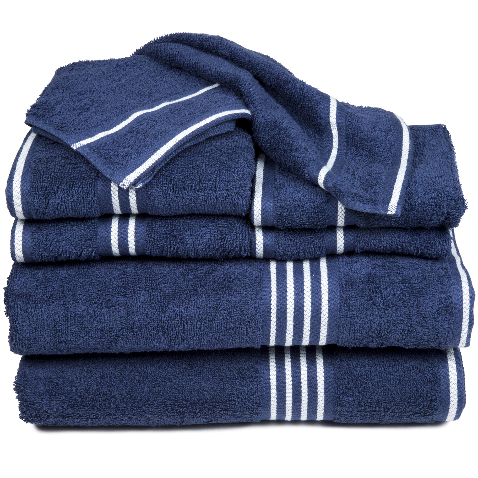 8 Piece 100% Cotton Soft Towel Set - Blue