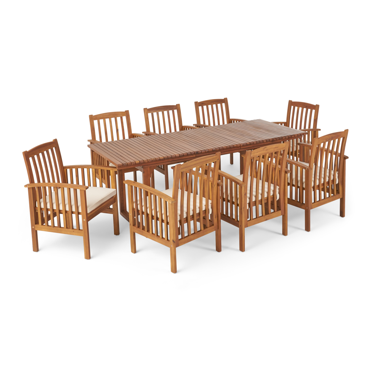 Abby Outdoor 8 Seater Expandable Acacia Wood Dining Set