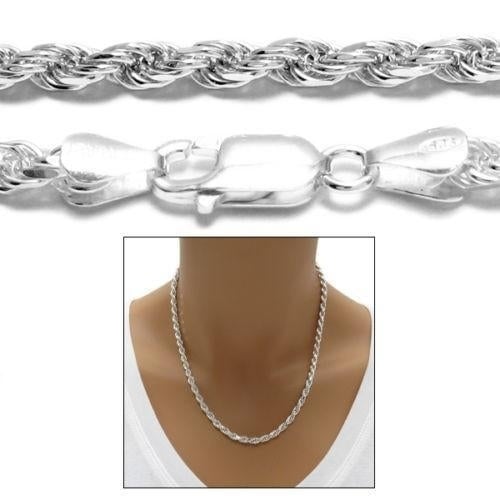 Italian 925 Silver Filled High Polish Finsh Rope Chain-All Sizes - 20''