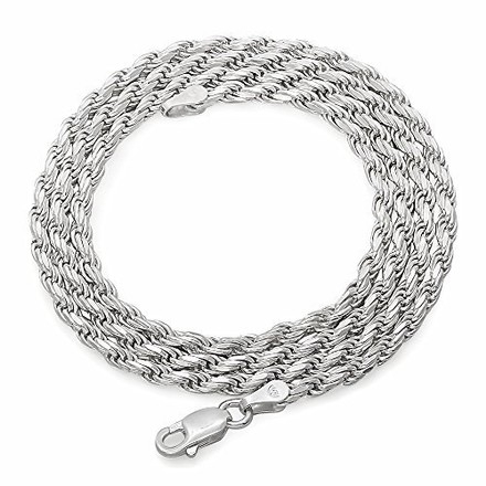 Italian 925 Silver Filled High Polish Finsh Rope Chain-All Sizes - 24''