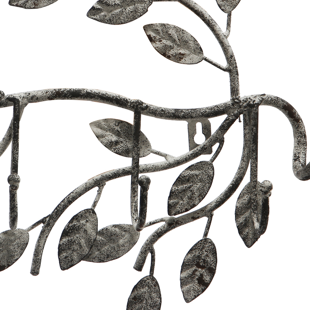 Branch Shaped Wall Hook With Leaves Accent, Gray- Saltoro Sherpi