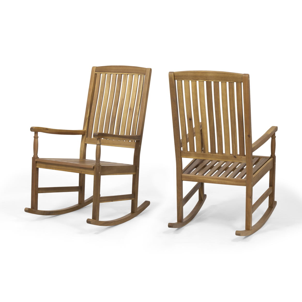 Penny Outdoor Acacia Wood Rocking Chairs (Set Of 2) - Dark Gray Finish