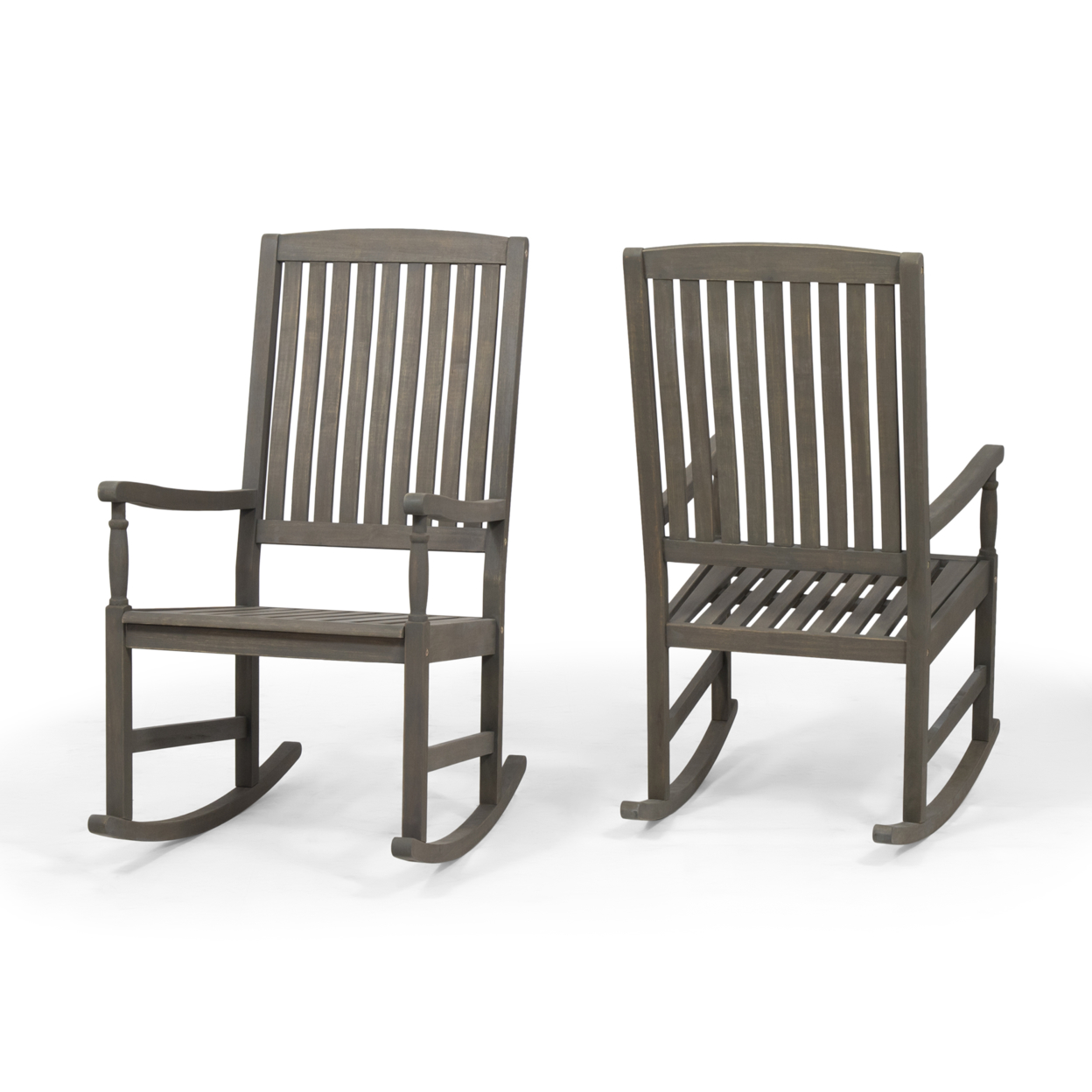 Penny Outdoor Acacia Wood Rocking Chairs (Set Of 2) - Gray Finish