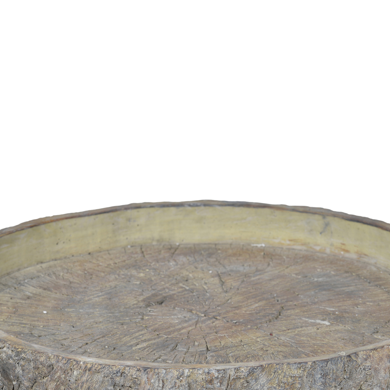 Decorative Cemented Log Plate With Distressed Details, Gray- Saltoro Sherpi