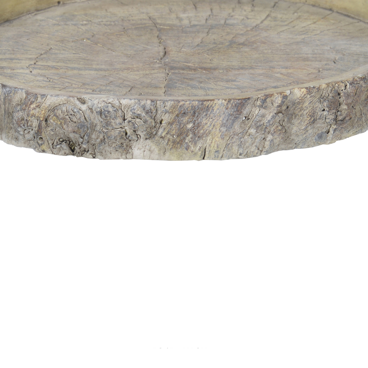 Decorative Round Shape Cemented Log Plate, Gray- Saltoro Sherpi