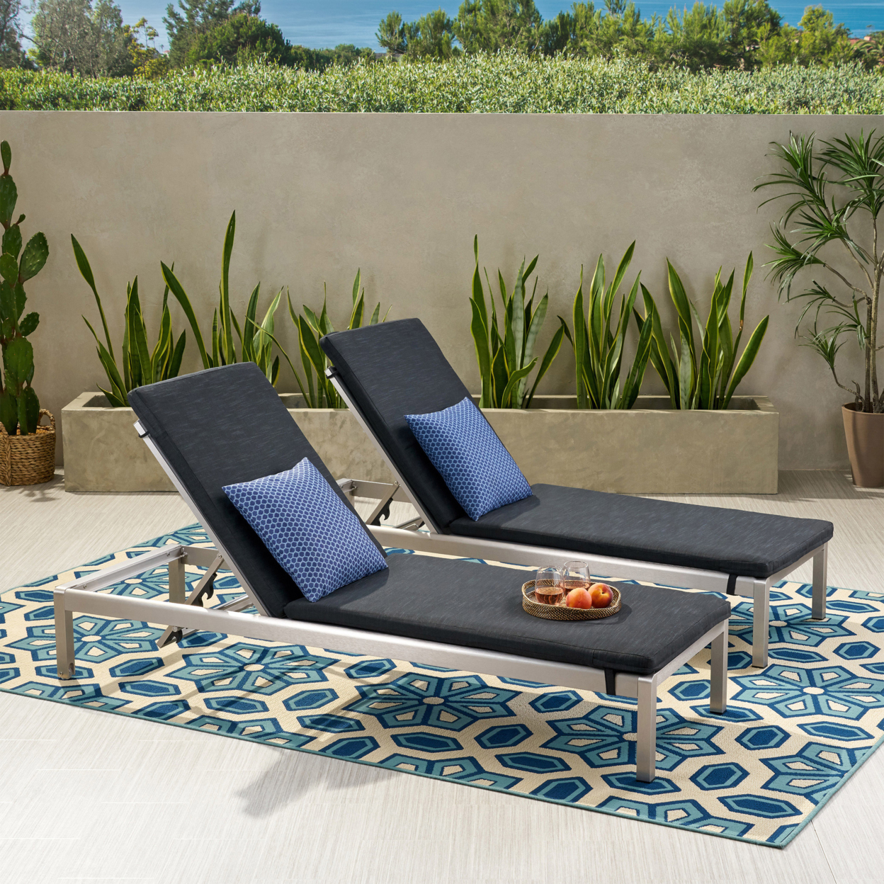 Candance Outdoor Chaise Lounge With Cushion (Set Of 2)