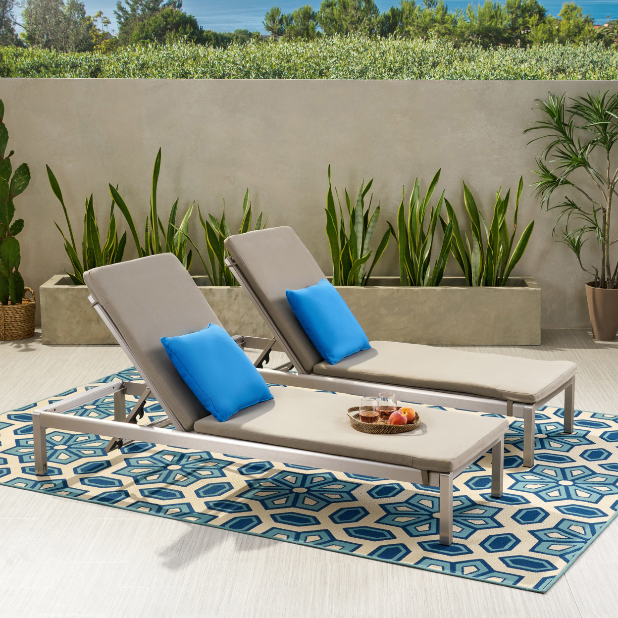 Murray Outdoor Chaise Lounge With Cushion (Set Of 2)