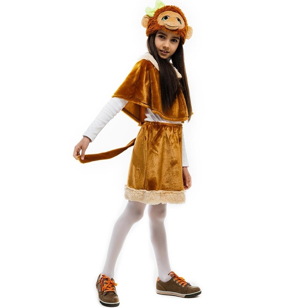 Monkey Jungle Animal Girls Size XS 2/4 Plush Costume Tail Cape Headpiece 5 O'Reet