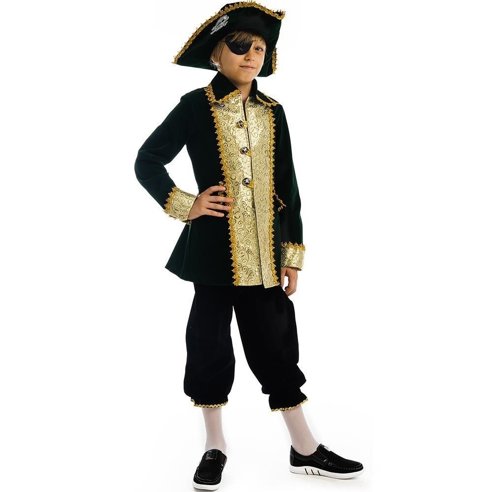 Captain Of Pirates Boys Size XS 2/4 Costume Carnival Hat Eye Patch Jacket 5 O'Reet
