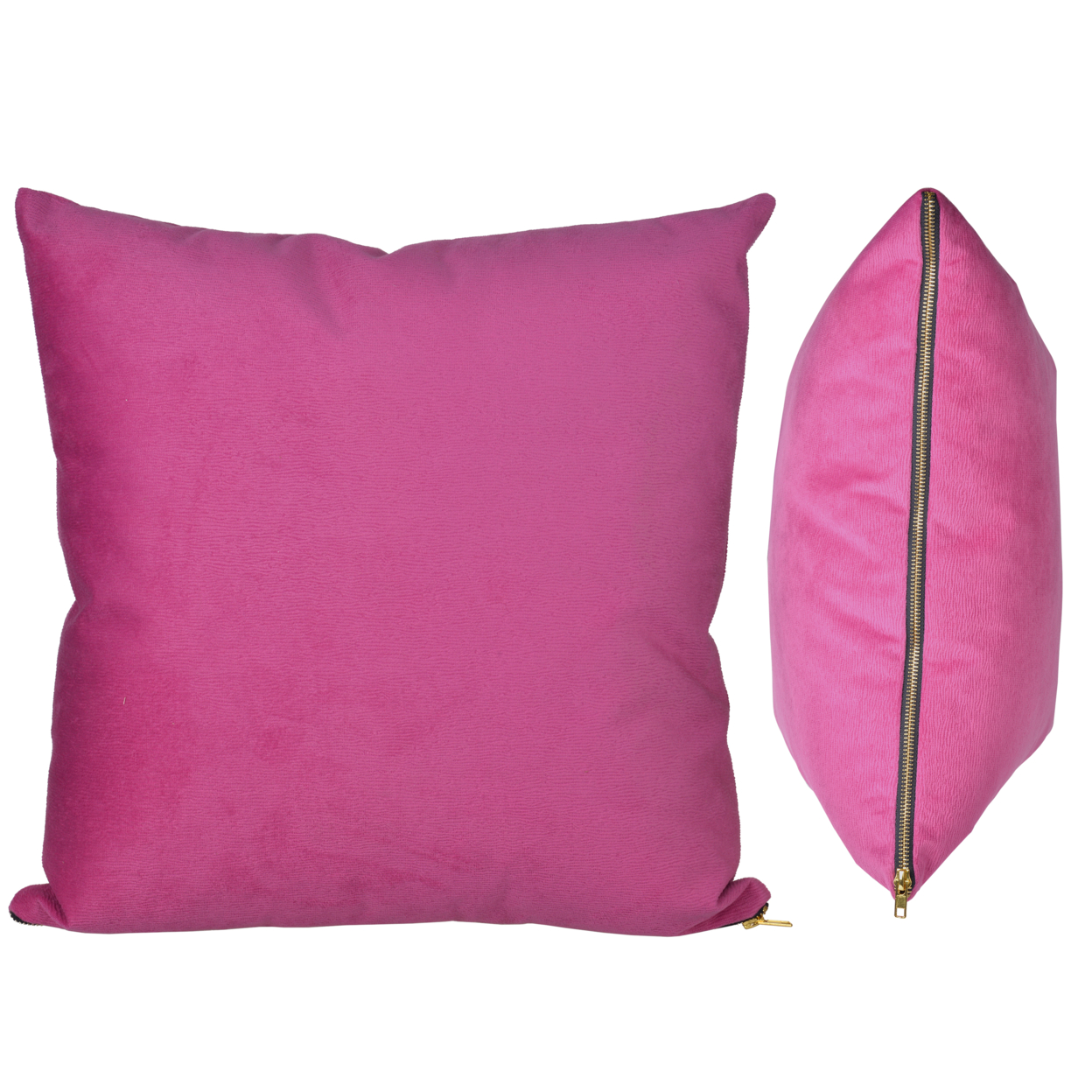 18 X 18 Inch Polyester Cover Pillow With Zipper Opening, Set Of 2, Pink- Saltoro Sherpi