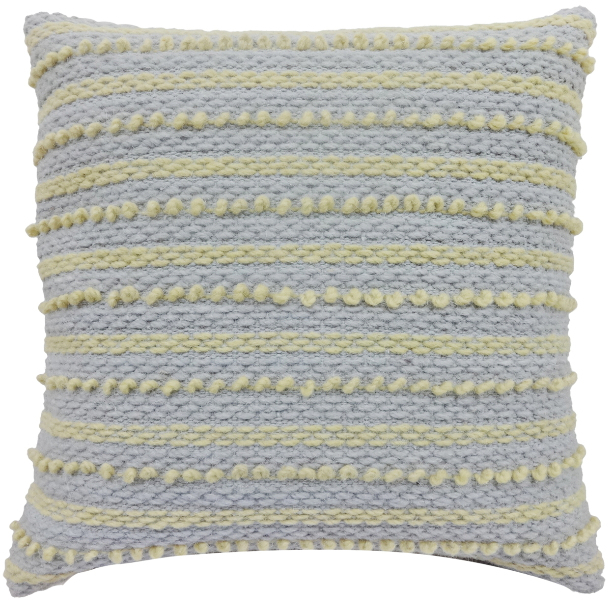 18 X 18 Inch Hand Woven Pillow With Stripe Pattern, Set Of 2, Blue And Yellow- Saltoro Sherpi