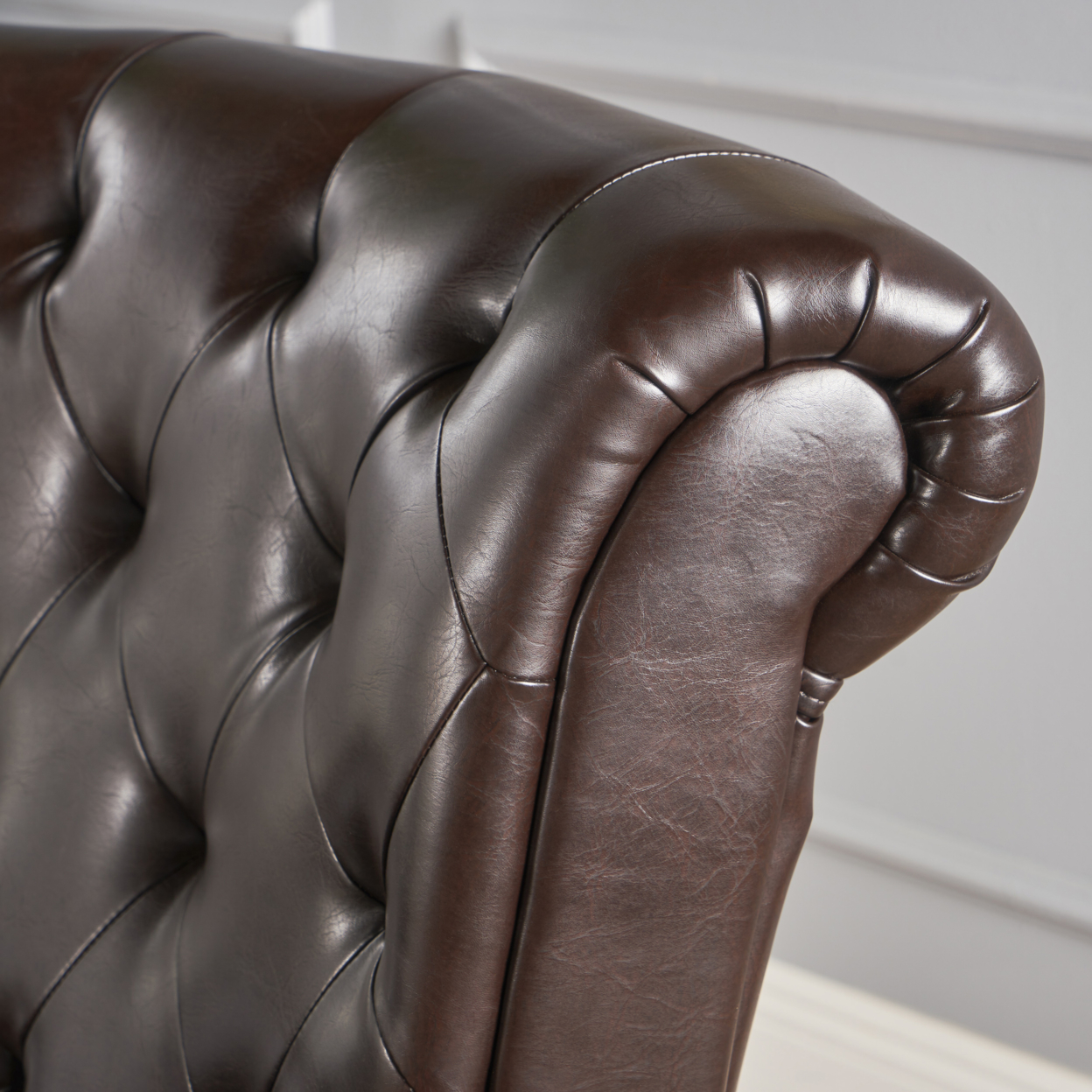 Lucille Oversized Tufted Hazelnut Brown Leather Club Chair