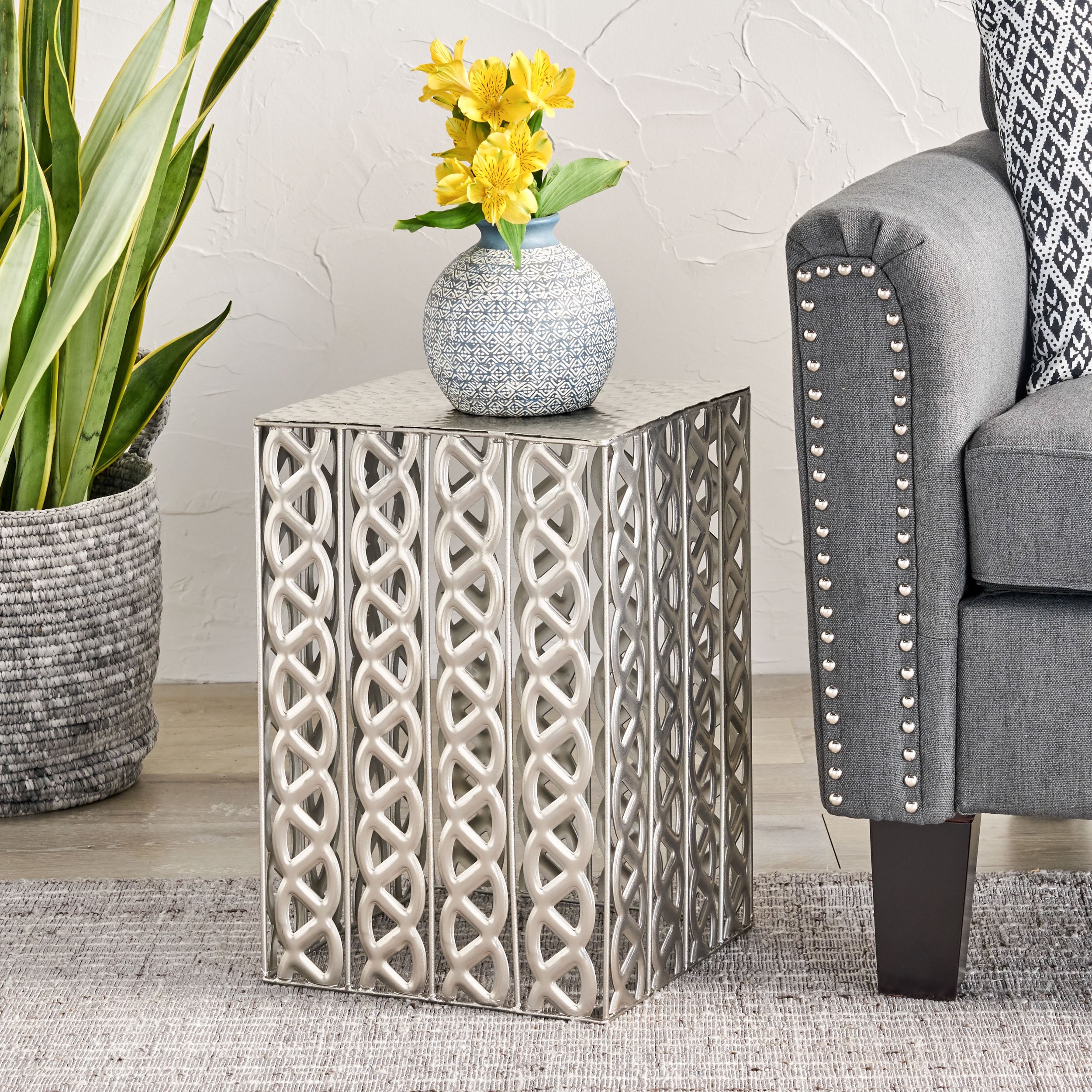 Fern Modern Square Iron Accent Table