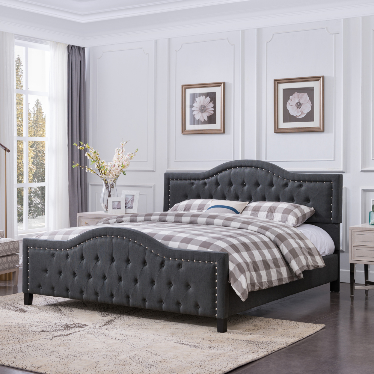 Mason Fully-Upholstered Traditional Queen-Sized Bed Frame