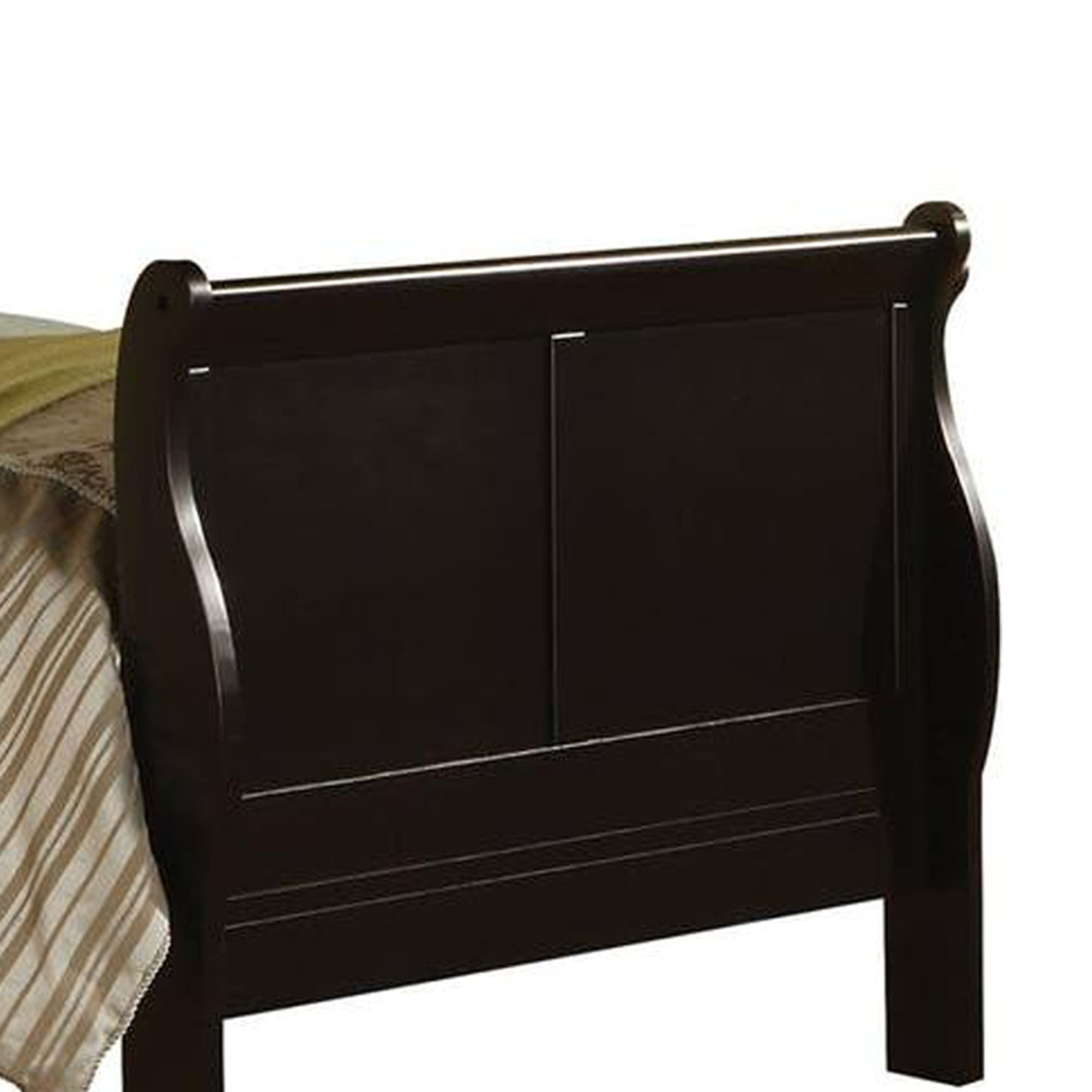 Traditional Style Twin Size Wooden Sleigh Bed, Espresso Brown- Saltoro Sherpi