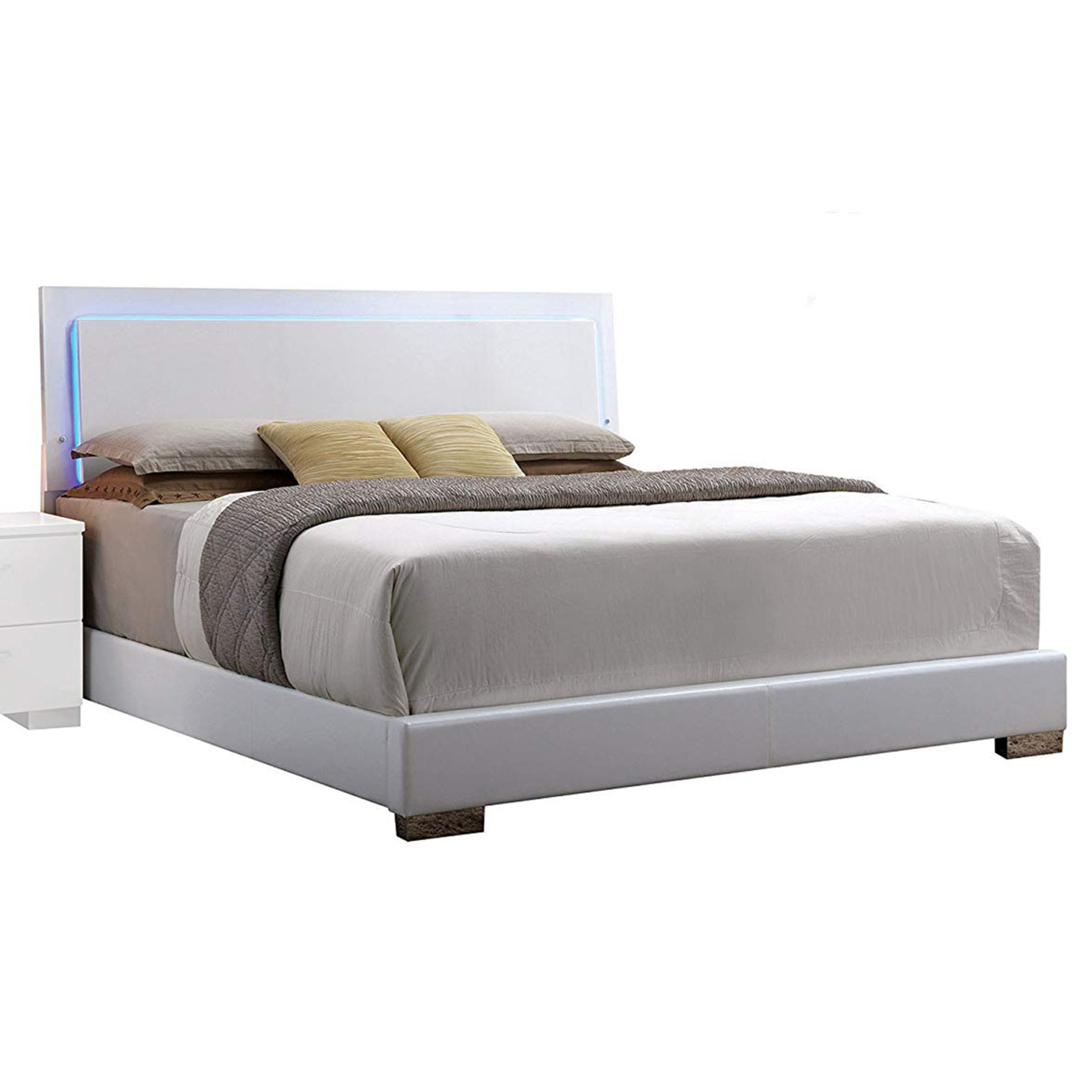 Contemporary Style Queen Size Wooden Panel Bed With Headboard, White- Saltoro Sherpi