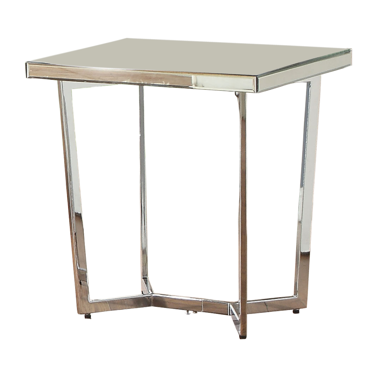 Mirror Top End Table With Metal Base In Chrome Finish- Saltoro Sherpi
