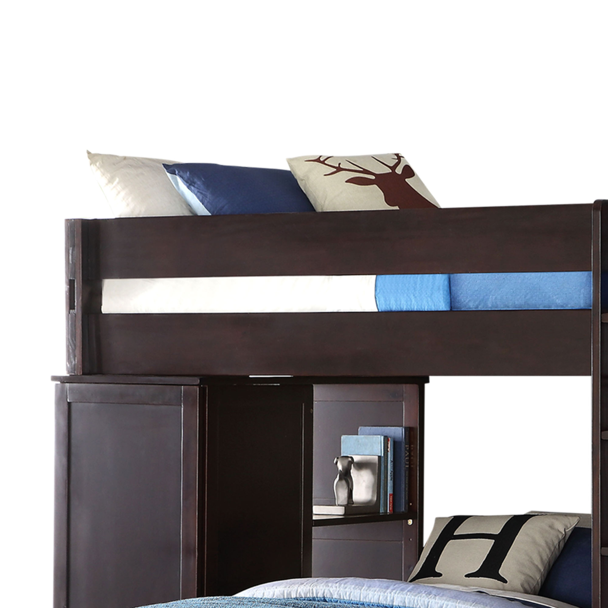 Wooden Loft Bed With Twin Size Bed And Wardrobe Space, Brown- Saltoro Sherpi