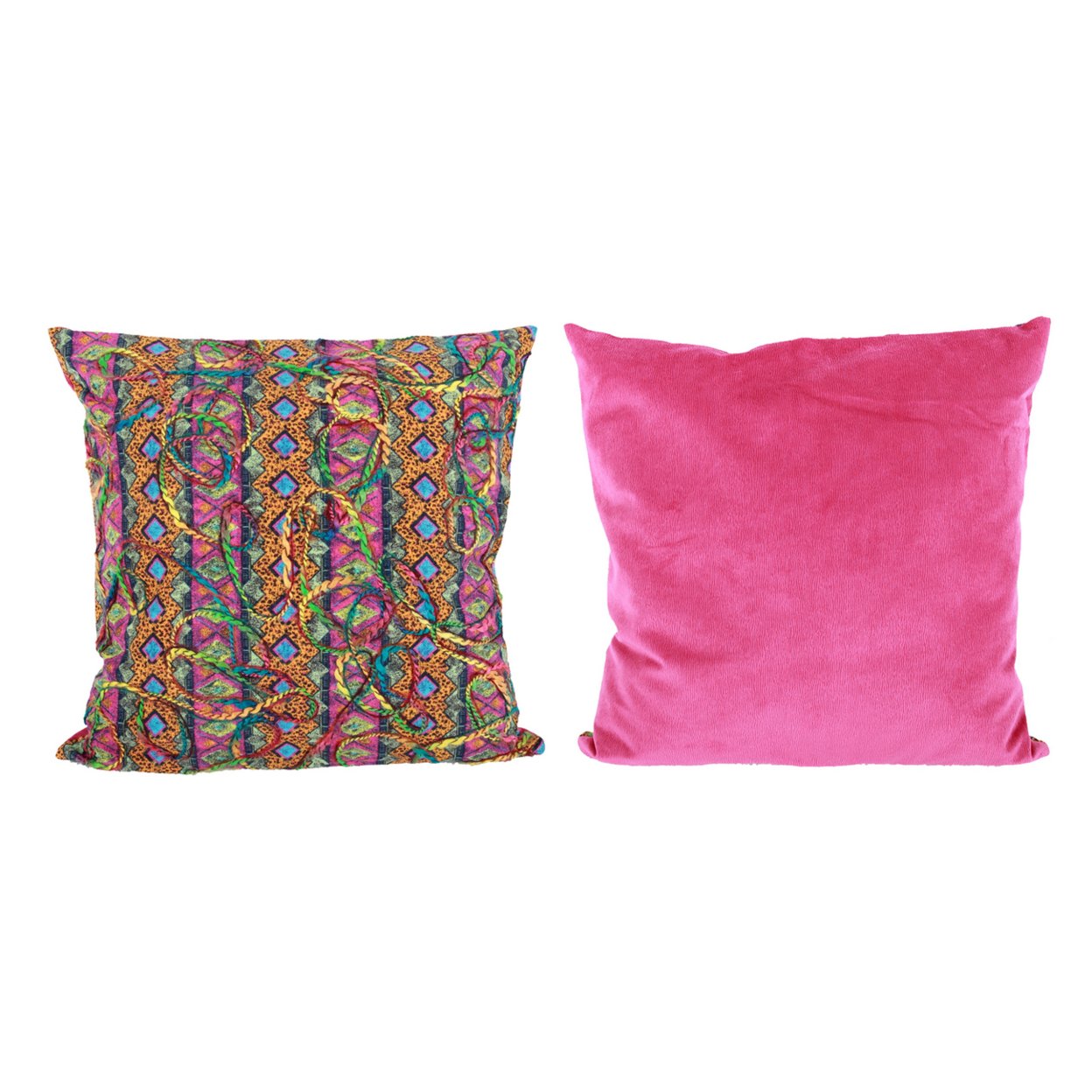 20 X 20 Inch Polyester Pillow With Intricate Embroidery, Set Of 2, Multicolor- Saltoro Sherpi