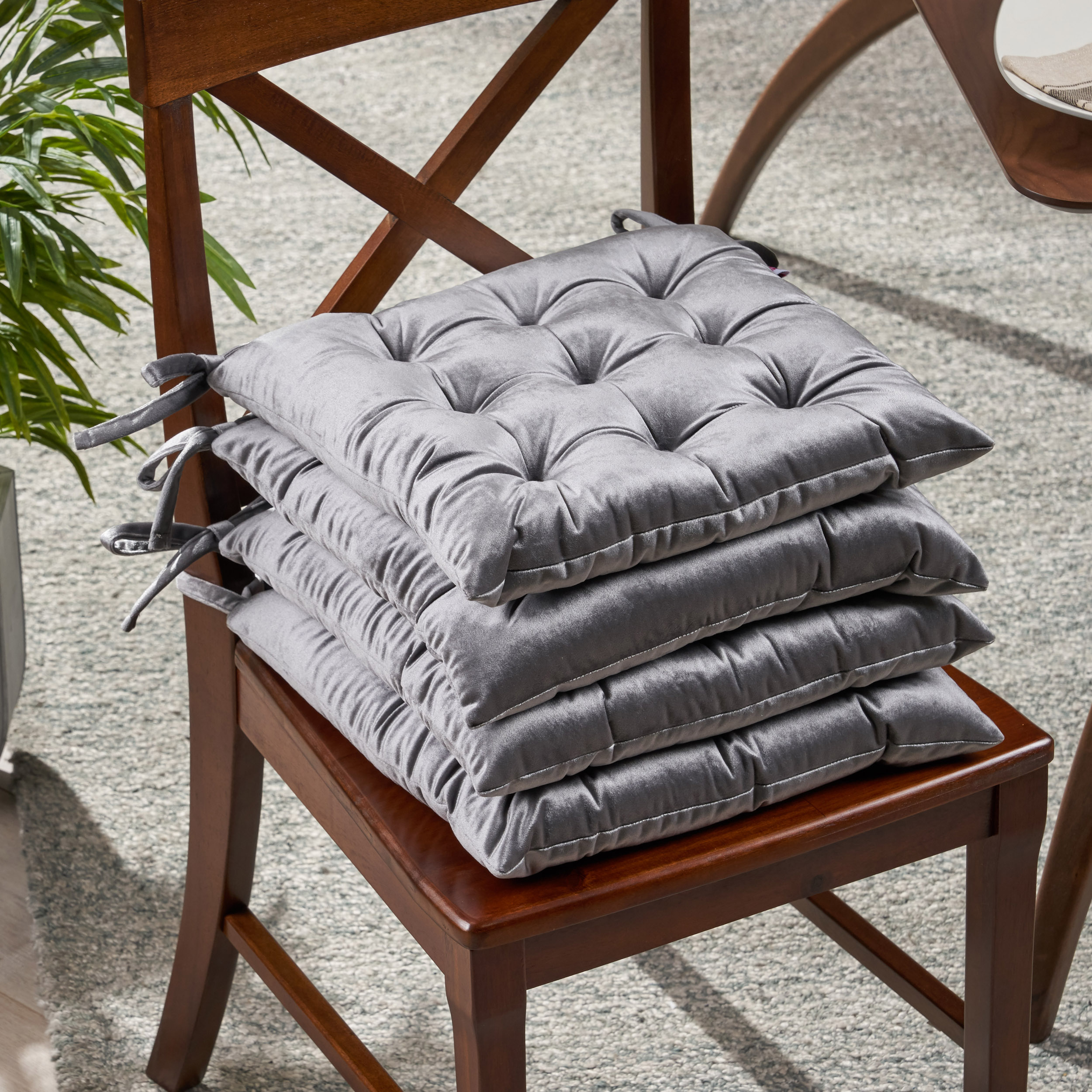 Wendy Tufted Velvet Dining Chair Cushions (Set Of 4) - Sage