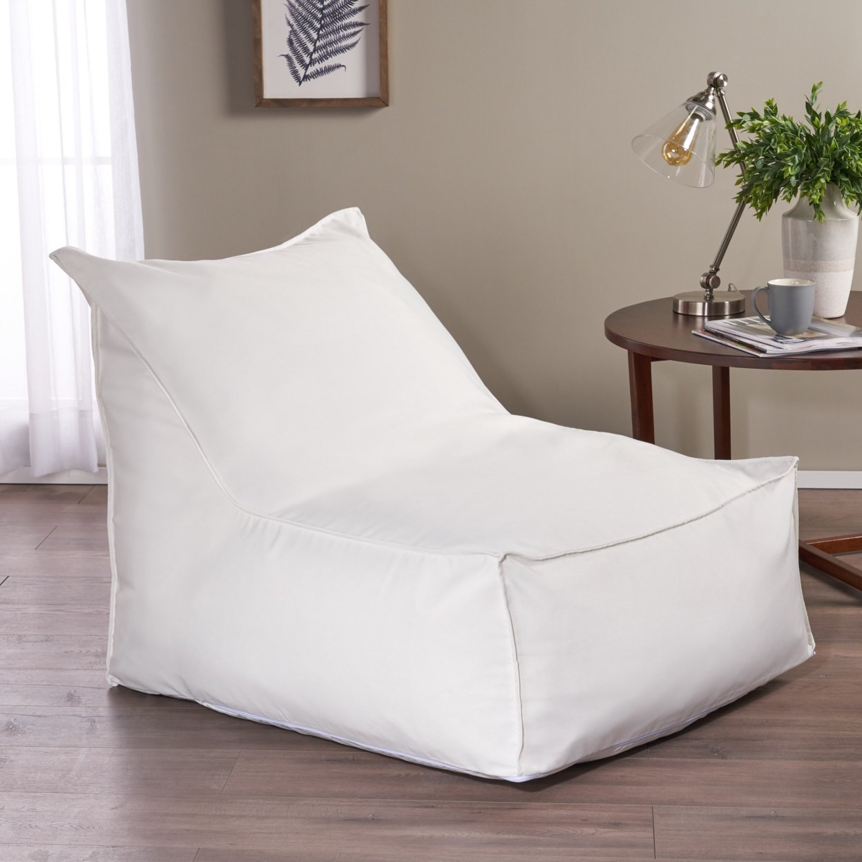 Frank Indoor Fabric Bean Bag Lounger - White