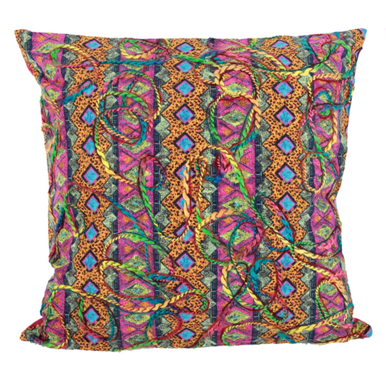 20 X 20 Inch Polyester Pillow With Intricate Embroidery, Set Of 2, Multicolor- Saltoro Sherpi