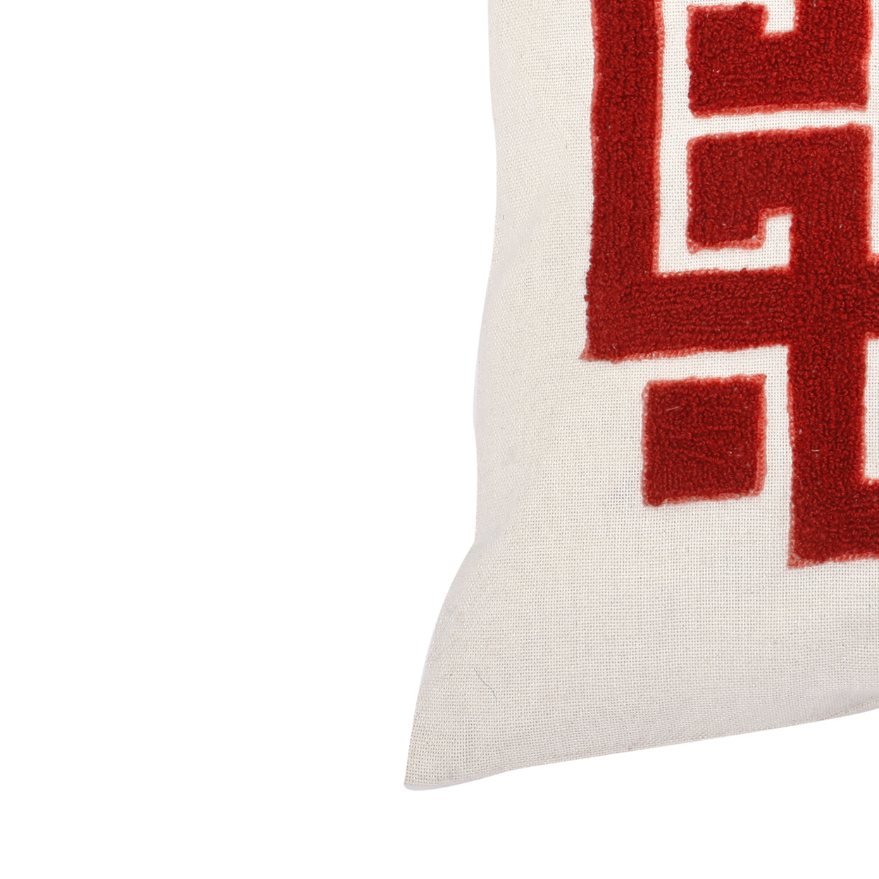 18 X 18 Inch Bergamo Embroidered Cotton Pillow, Set Of 2, White And Red- Saltoro Sherpi