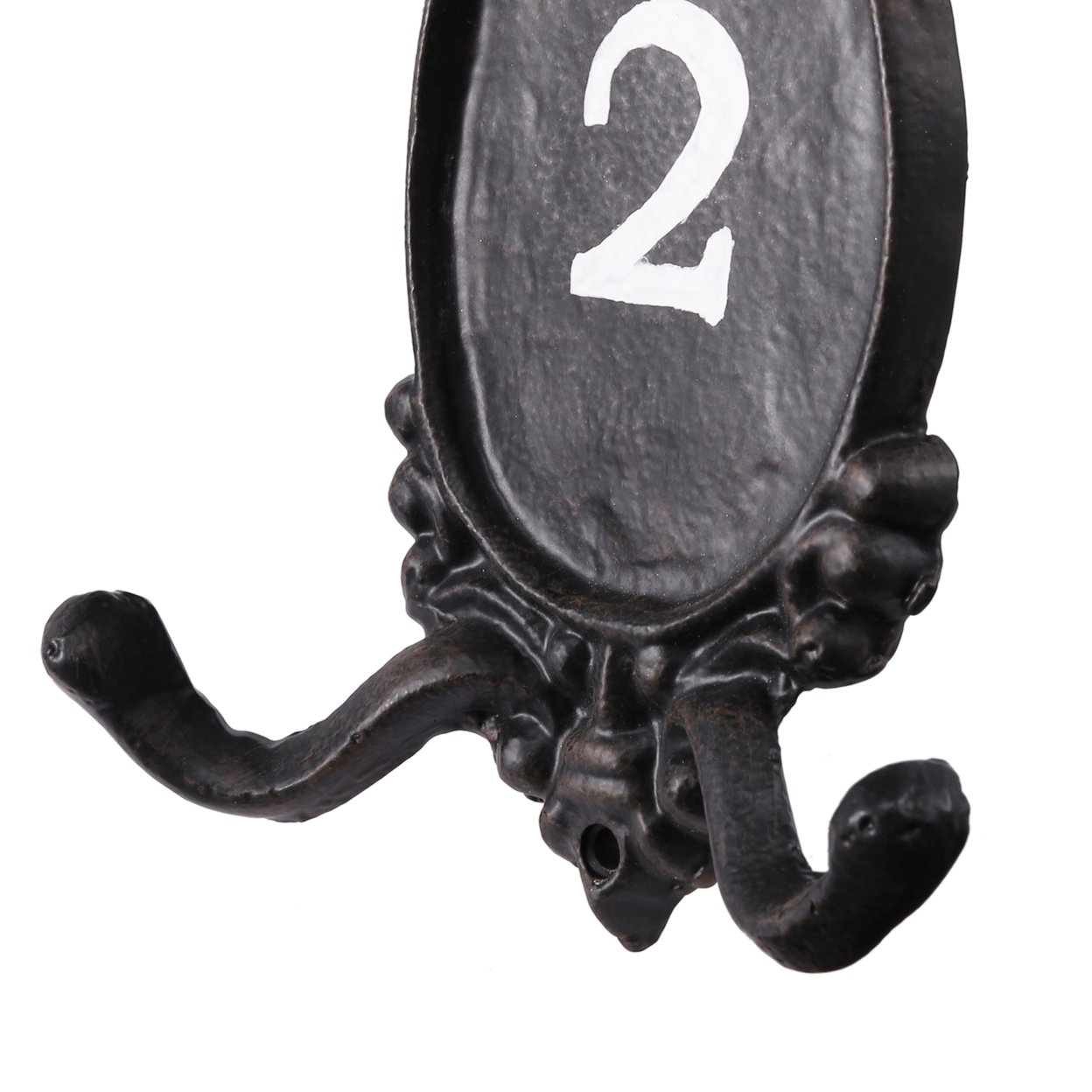 Iron Prong Coat Hook With Dual Hanging Angles, Set Of 2, Black- Saltoro Sherpi