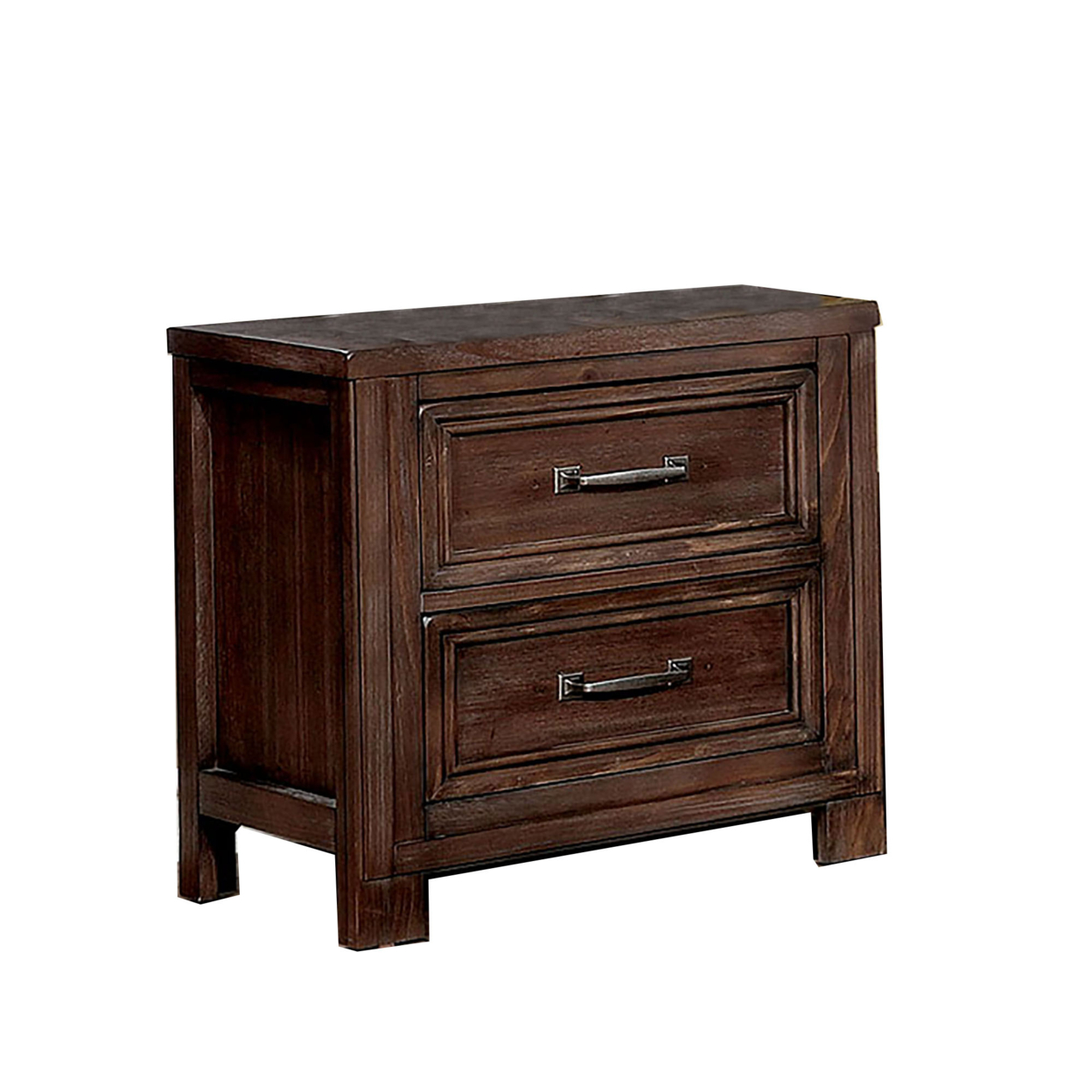 2 Drawer Transitional Style Wooden Nightstand With Molded Trim, Brown- Saltoro Sherpi