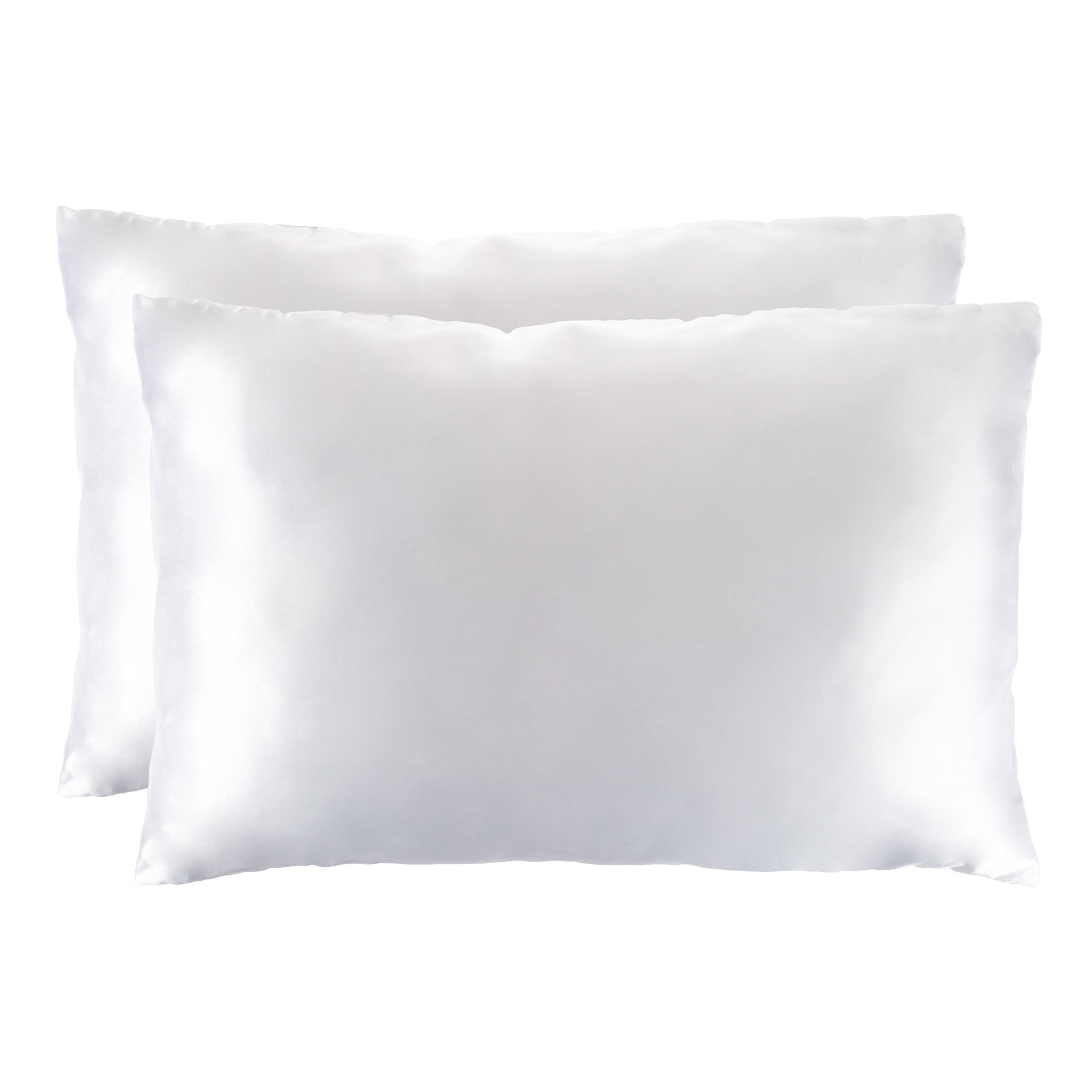 Set Of 2 Soft And Silky Satin Microfiber Pillowcases Hair & Skin Pillow Covers Hidden Zippers - Silver-King