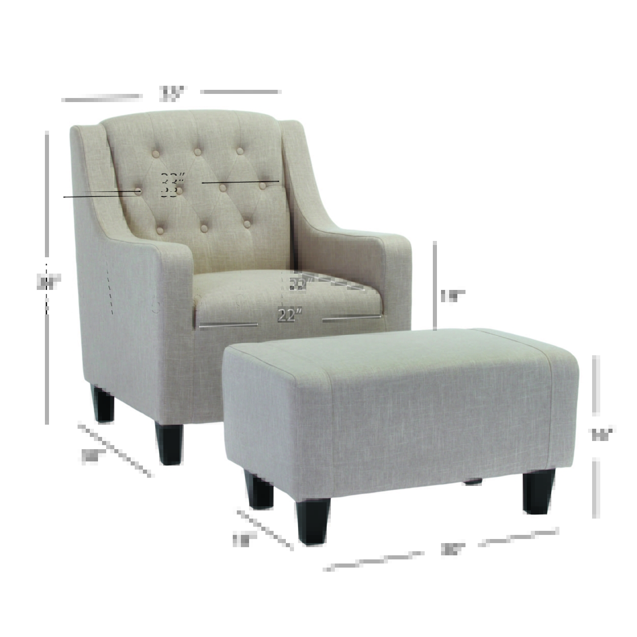 Empierre Fabric Club Chair And Ottoman - Beige