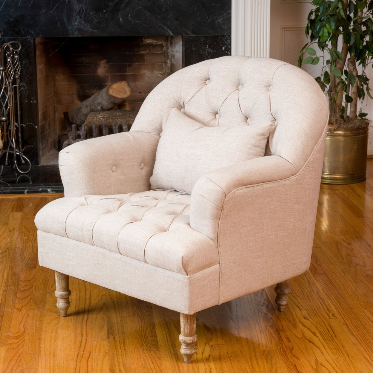 Kimberly Fabric Tufted Club Chair - Beige