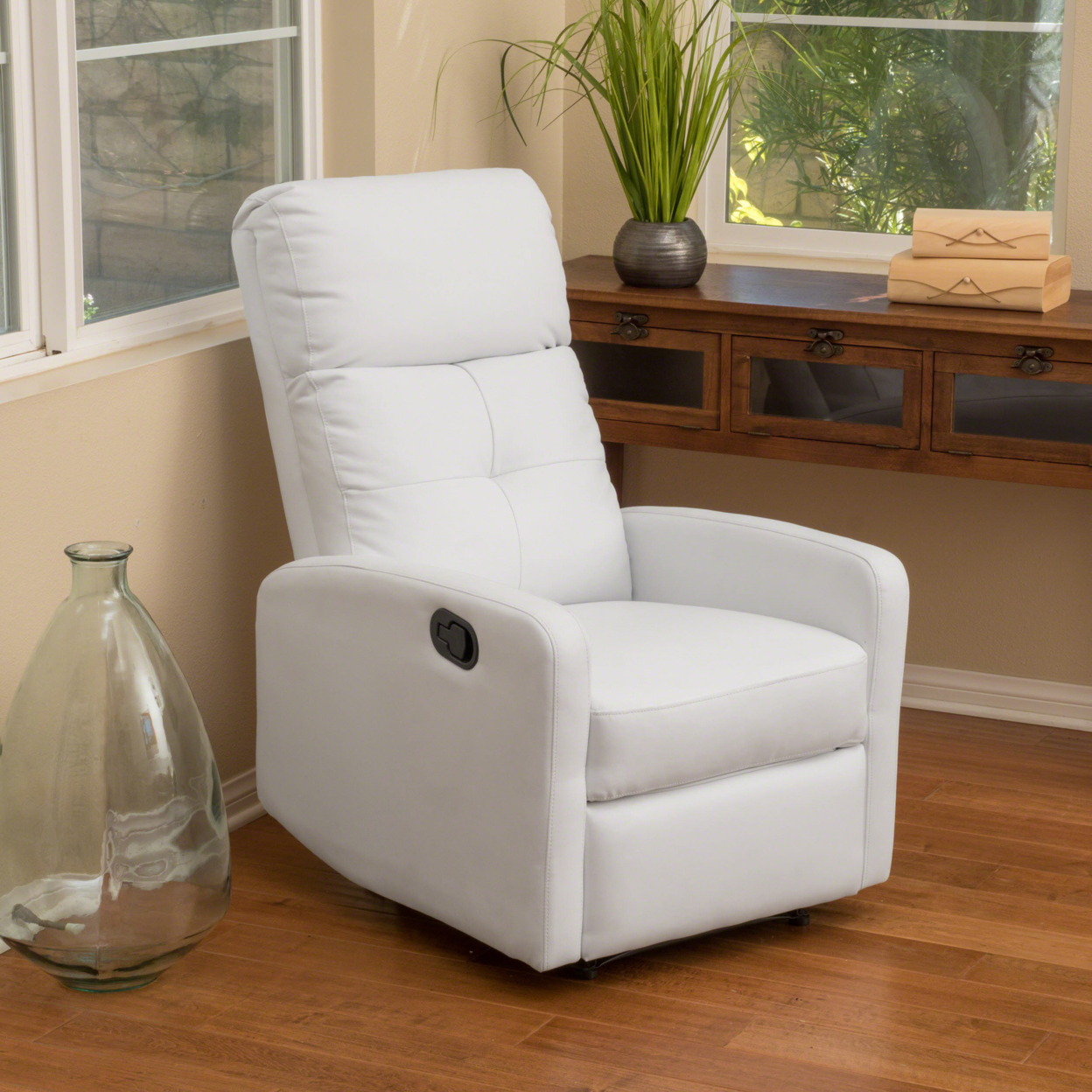 Teyana Leather Recliner Club Chair - White