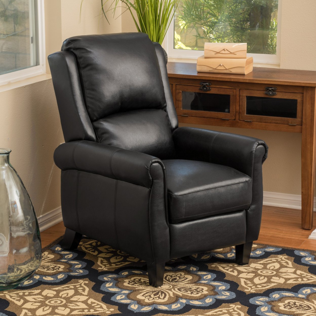 Memphis PU Leather Recliner Club Chair - Black