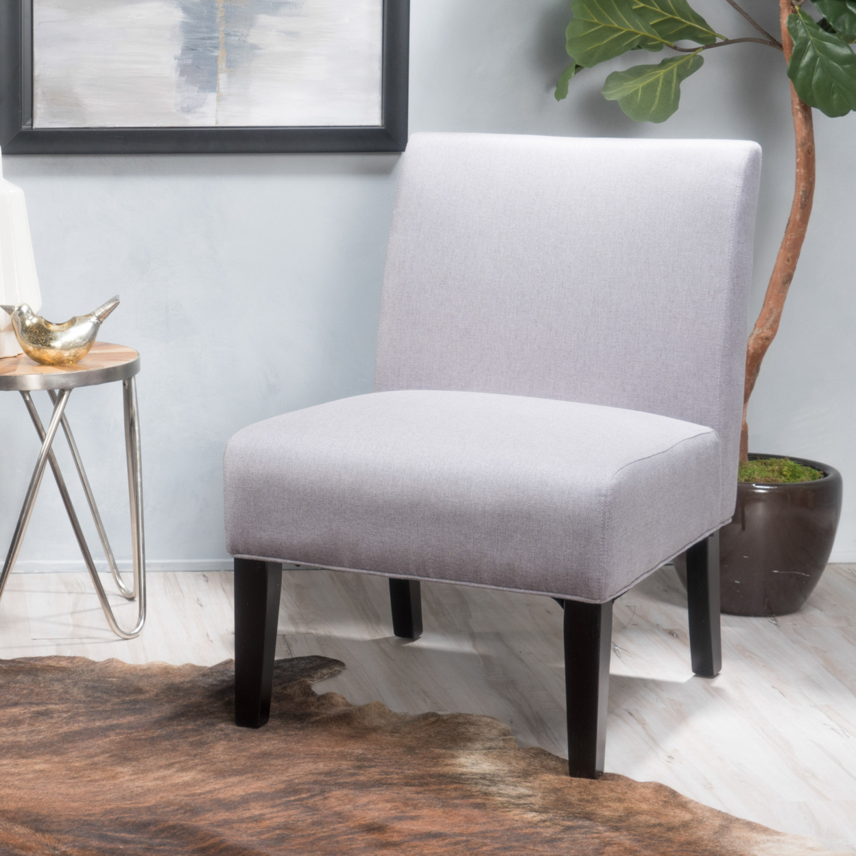 Kendal Fabric Accent Chair - Light Grey