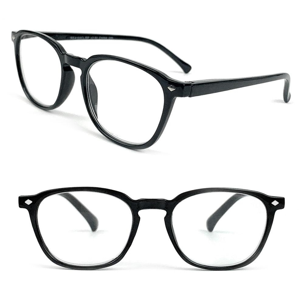Reading Glasses Fashion Men And Women Readers Spring Hinge Glasses For Reading - Black/Shine, +2.00