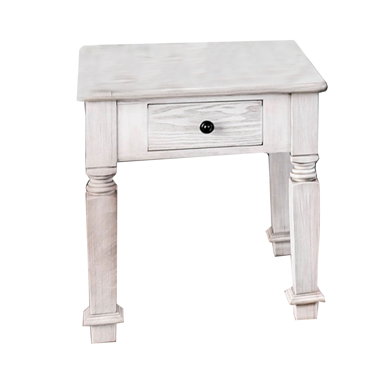 Transitional Style Wooden End Table With 1 Drawer Storage, White- Saltoro Sherpi
