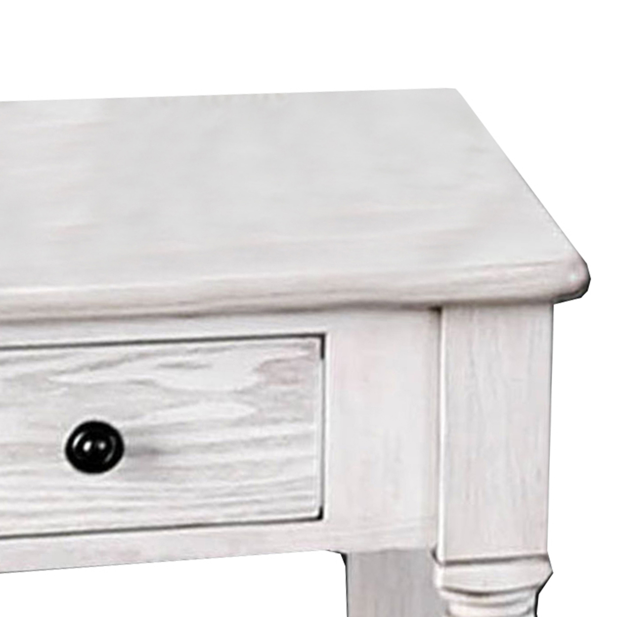 Transitional Style Wooden End Table With 1 Drawer Storage, White- Saltoro Sherpi
