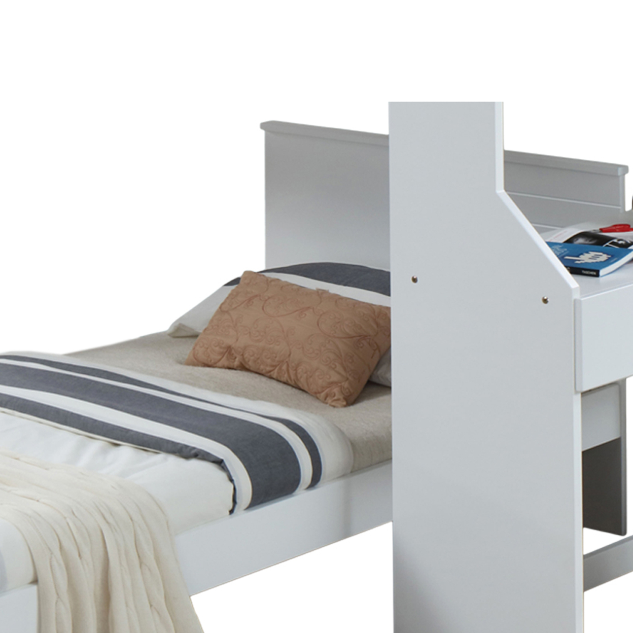 Modern Twin Size Wooden Panel Bed With Low Profile Footboard, White- Saltoro Sherpi