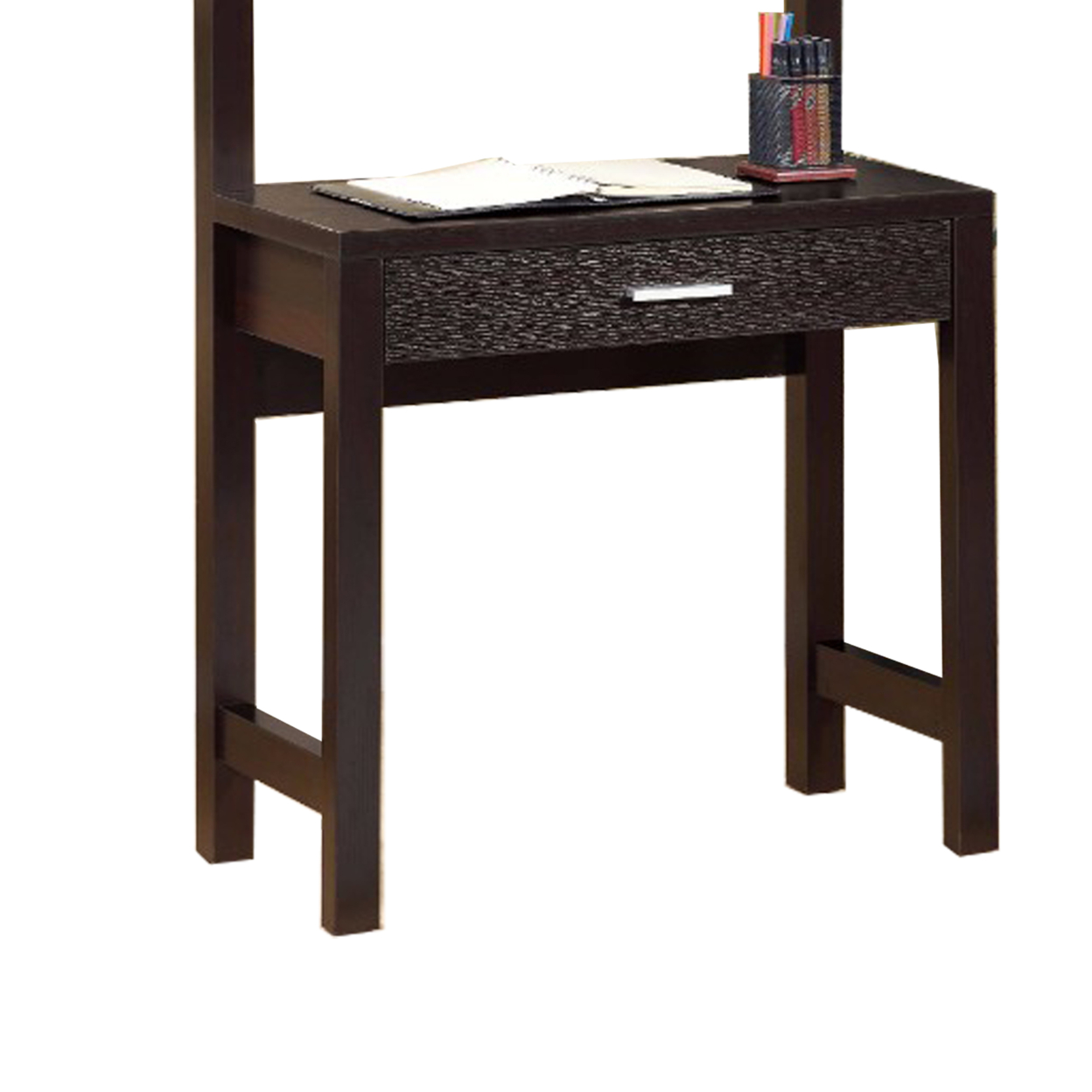 Contemporary Style Desk With 2 Shelves, Dark Brown- Saltoro Sherpi