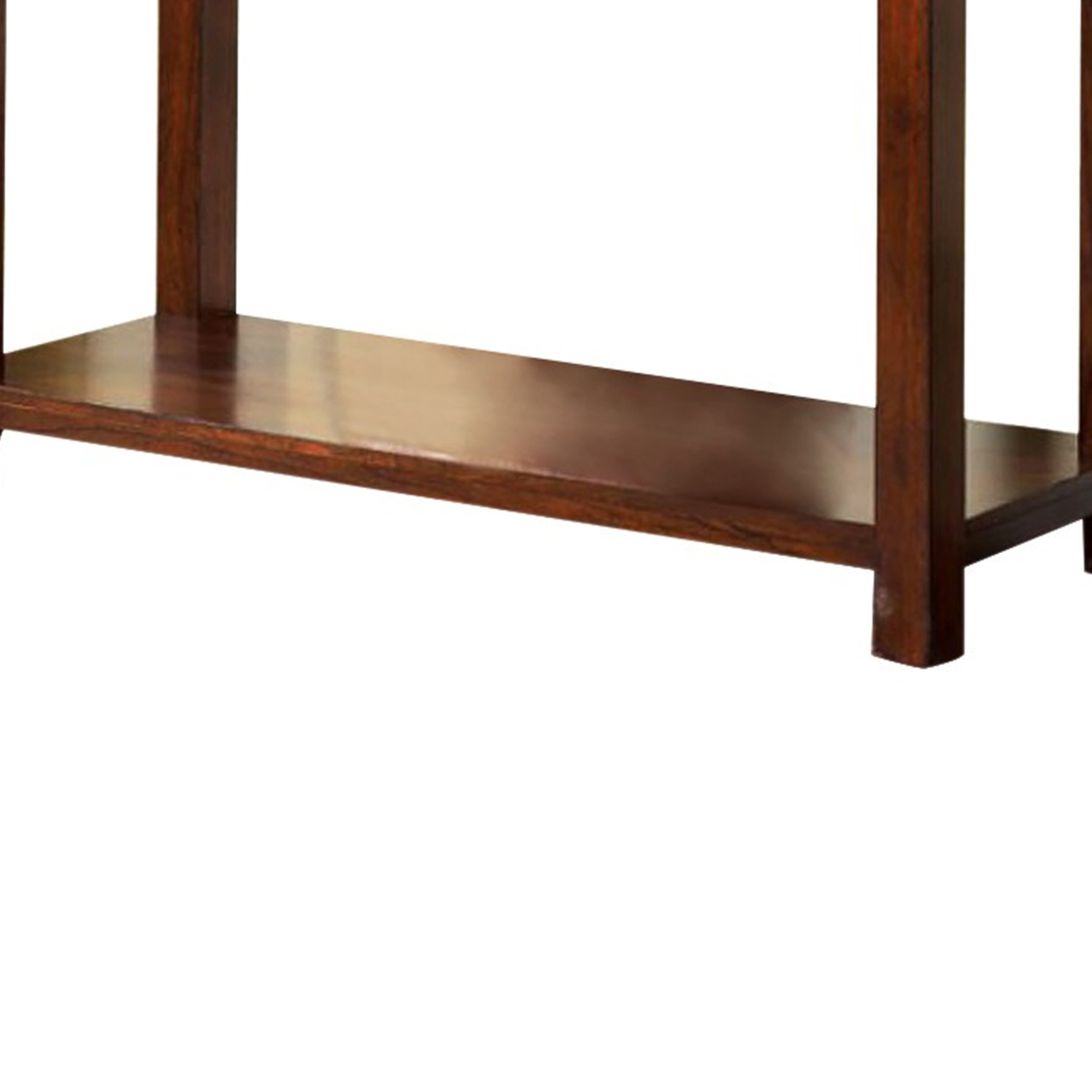 Transitional Rectangular Wooden Sofa Table With Bottom Shelf, Cherry Brown- Saltoro Sherpi