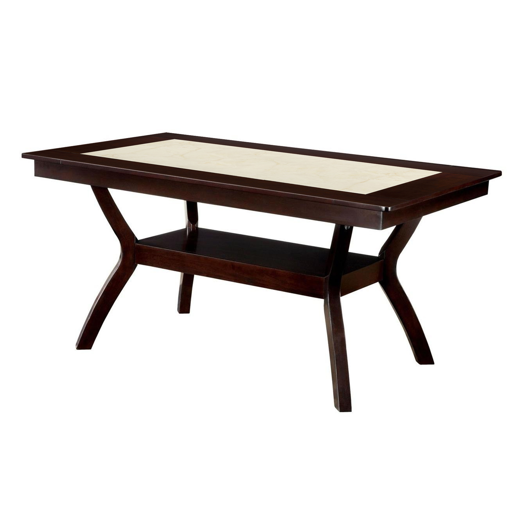 Rectangular Wooden Dining Table With Angled Wooden Legs, Brown And Cream- Saltoro Sherpi
